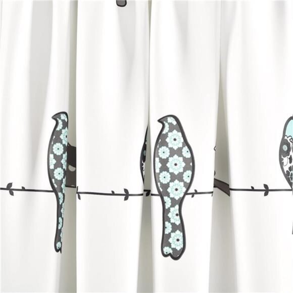 Rowley Birds Light Filtering Window Curtain Panels,Pair,52" W x63" L,Blue & Gray - Picture 4 of 7